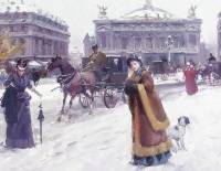 Joan Roig Soler Figures in the Snow Before the Opera House Paris